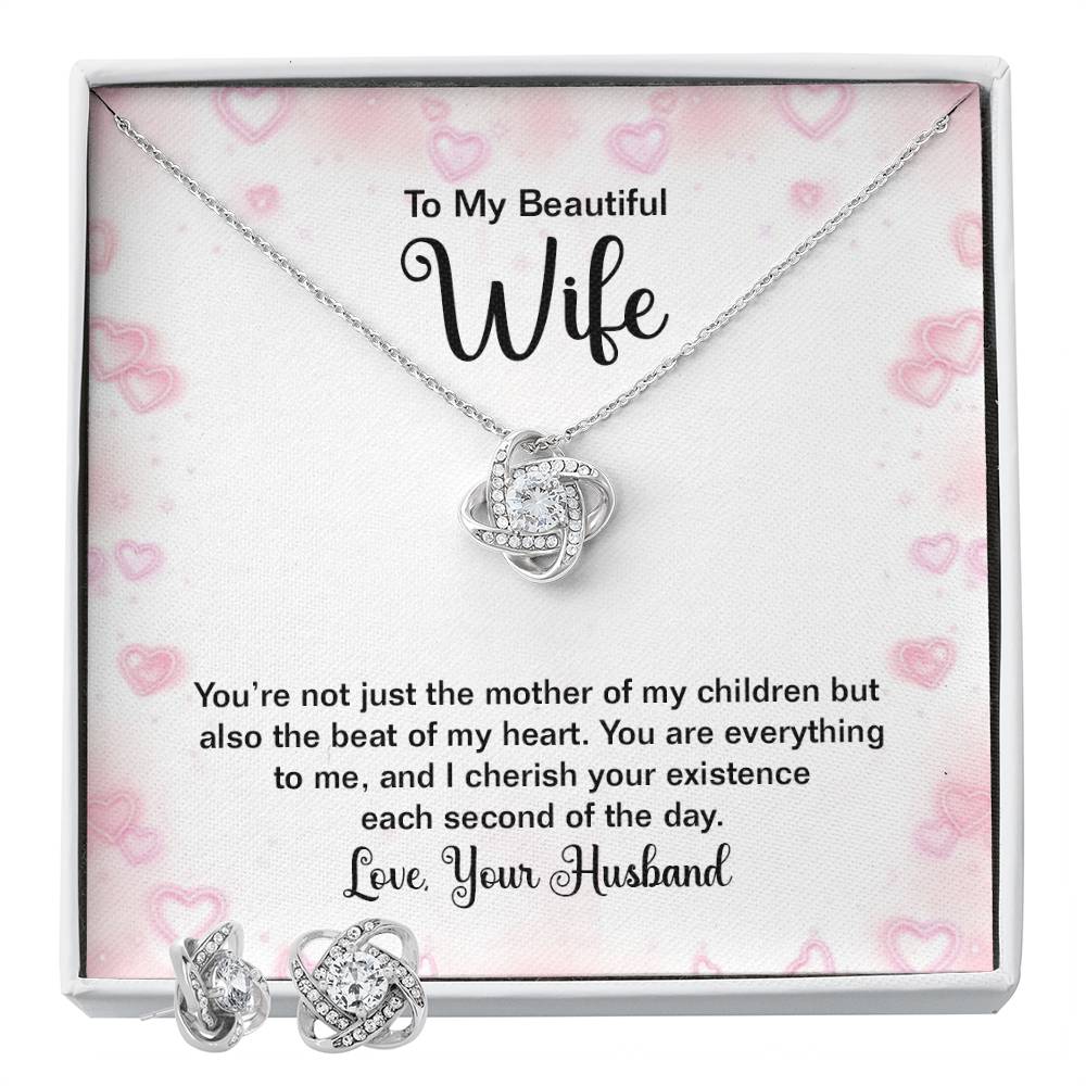 Love Knot Necklace & Earring Set - To My Wife & Mother of My Children