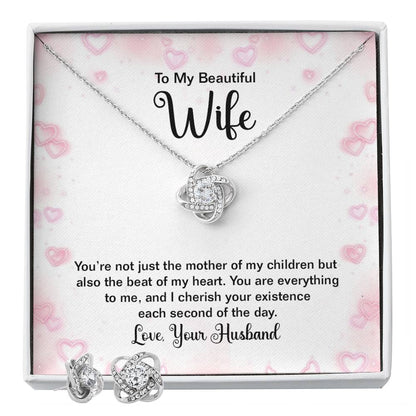 Love Knot Necklace & Earring Set - To My Wife & Mother of My Children