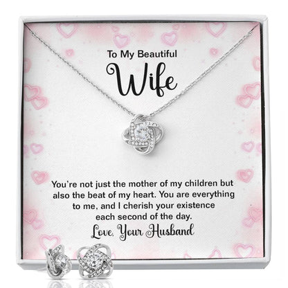 Love Knot Necklace & Earring Set - To My Wife & Mother of My Children