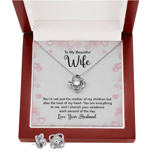 Love Knot Necklace & Earring Set - To My Wife & Mother of My Children