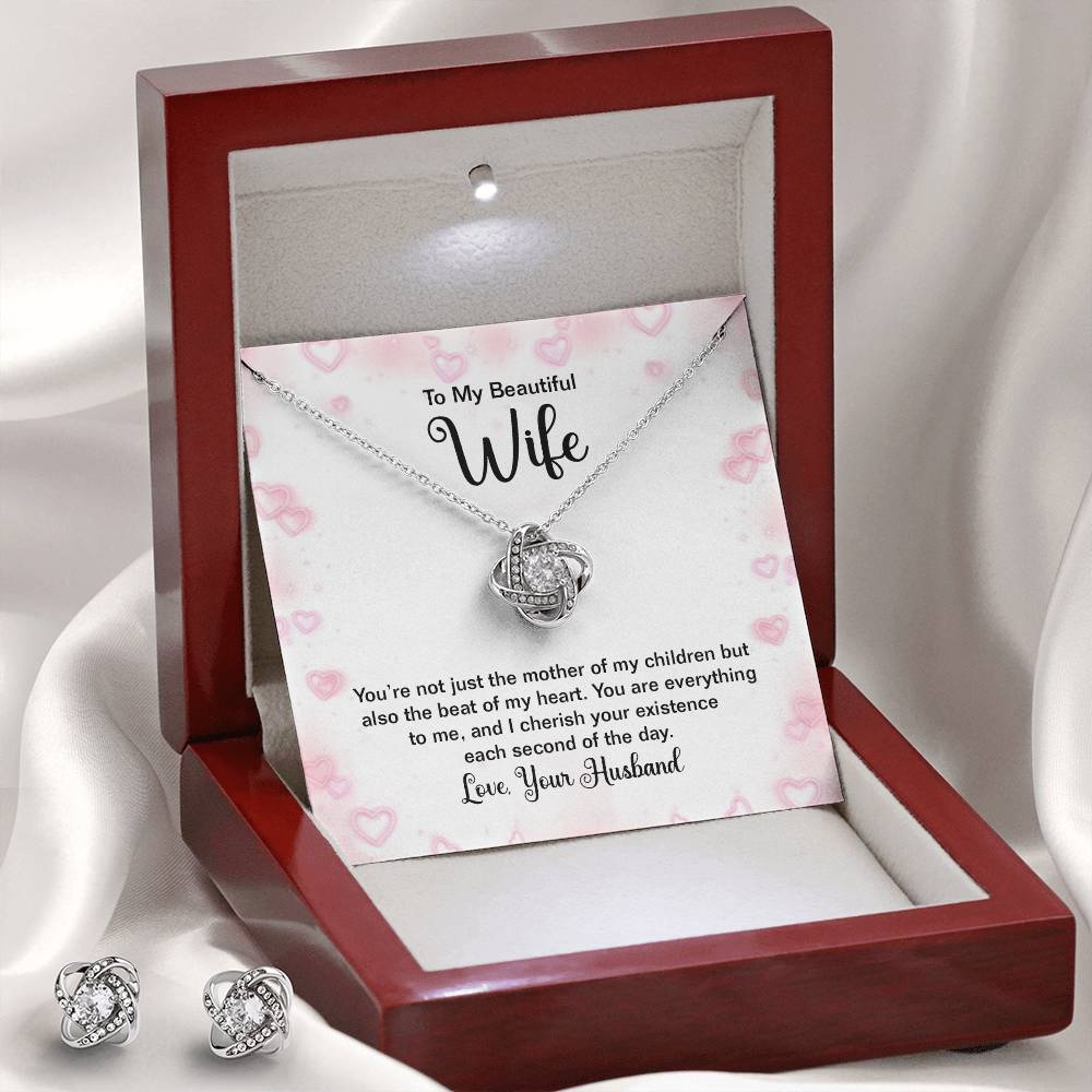 Love Knot Necklace & Earring Set - To My Wife & Mother of My Children